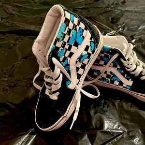 Vans Sk8hi Blue Butterfly checkerboard Women 7